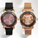 Flower Background Custom Name Personalized Lady Watches - Gift For Her