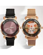 Flower Background Custom Name Personalized Lady Watches - Gift For Her Flower Background Custom Name Personalized Lady Watches - Gift For Her