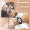 Flower Background Custom Name Personalized Lady Watches - Gift For Her