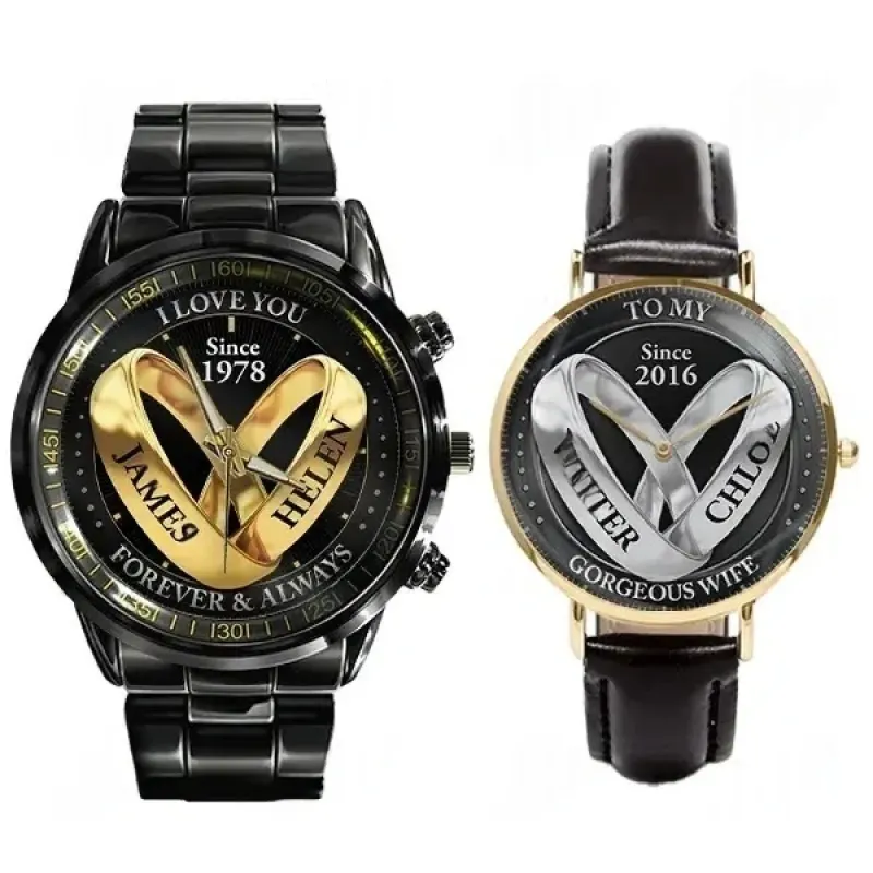 Wedding Rings - Custom Couple Names Printed Watches