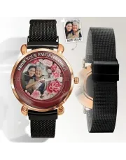 Floral Family Photo Upload Watch - For Mom/Grandma, Mother's Day Gift Floral Family Photo Upload Watch - For Mom/Grandma, Mother's Day Gift