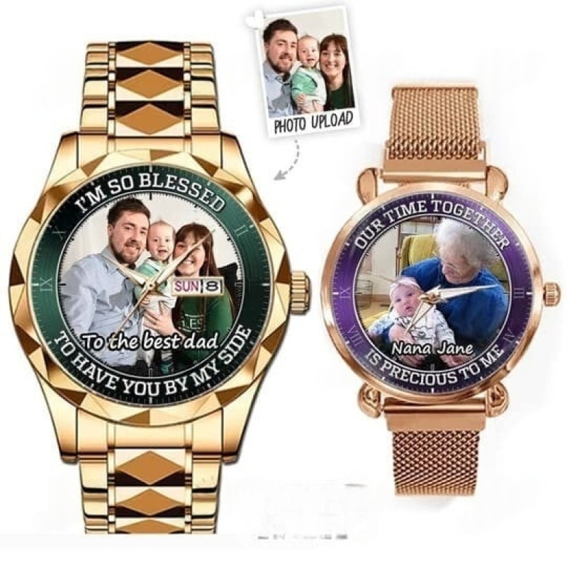Family Photo - Custom His and Her Watches