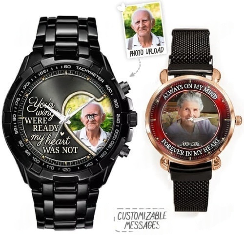 Sympathy Gifts for Loss - Custom Stainless Steel Metal Watch