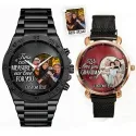 Sided Heart Frame Photo Upload - Custom Personalized Family Watches